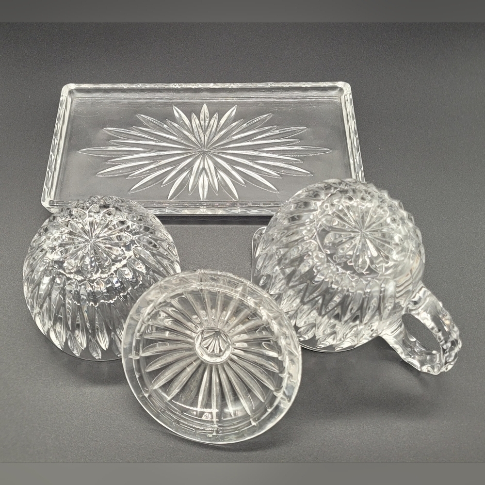 Crystal Royal Highlights Creamer, Sugar with Lid & Tray Set by PRINCESS HOUSE - Picture 4 of 4